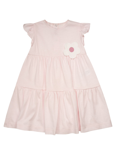 Il Gufo Kids' Baby Jersey Dress With Flower In Pink