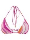 Mc2 Saint Barth Woman Triangle Top With Shape Wave Print In Pink