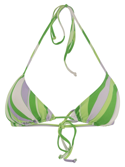 Mc2 Saint Barth Womens Triangle Top With Wave Print In Green