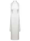 SOLACE LONDON DAHLIA LONG WHITE DRESS WITH HALTERNECK IN STRETCH FABRIC WOMAN