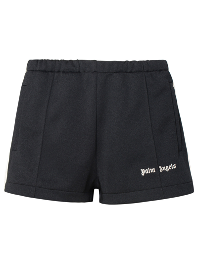 PALM ANGELS BLACK POLYESTER SPORTY SHORTS