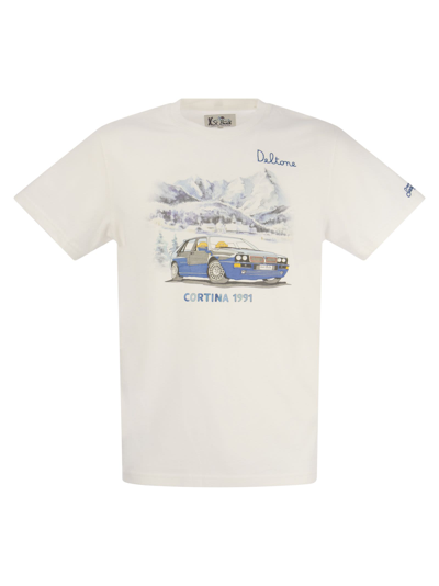 Mc2 Saint Barth Cotton T-shirt With Cortina 1991 Print In White