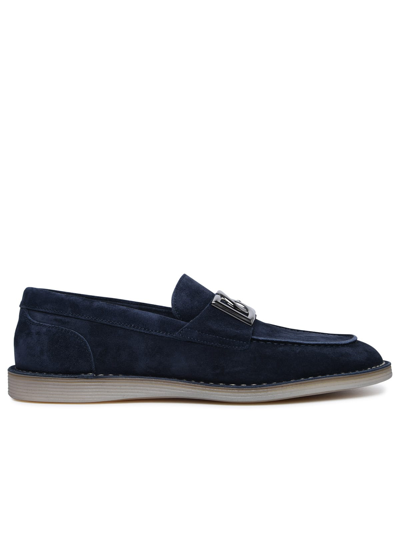 Dolce & Gabbana Navy Calf Leather Loafers In Blue