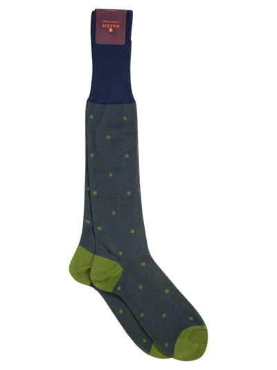 Gallo Polka Dot Cotton Long Socks In Blue/green