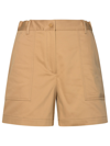 Moncler Cotton-blend Shorts In Beige