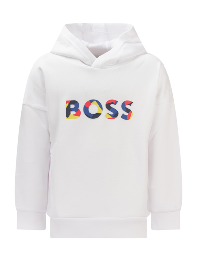 Hugo Boss Kids' Hoodie In Bianco