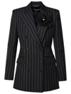 Dolce & Gabbana Pinstripe Double-breasted Blazer In Black