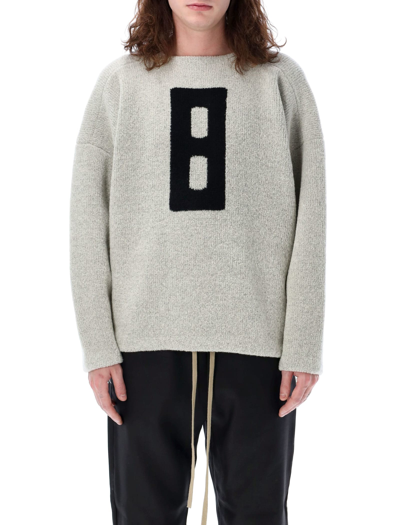 Fear Of God Oversized Intarsia-knit Virgin Wool-blend Bouclé Sweater In Dove Grey