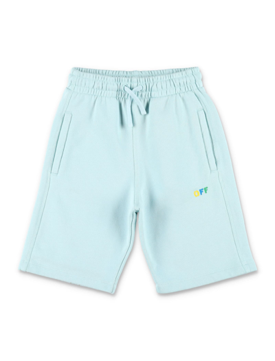 Off-white Kids' Logo-print Cotton Track Shorts In Blue
