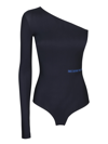 Mm6 Maison Margiela One-shoulder Black Bodysuit In Black