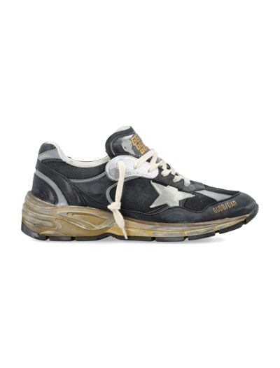 Golden Goose Running Dad Net And Nappa Upper Suede St In Black/silver/ice