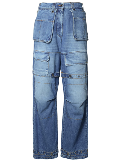 Msgm Blue Cotton Blend Cargo Jeans