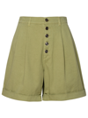 Etro Buttoned Cotton Bermuda Shorts In Green