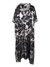 Pierre-louis Mascia Floral-print Handkerchief Silk Kaftan In Black