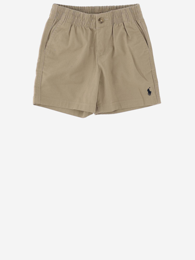 Polo Ralph Lauren Kids' Stretch Cotton Short Pants In Beige