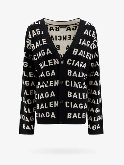 BALENCIAGA BALENCIAGA WOMAN CARDIGAN WOMAN BLACK KNITWEAR