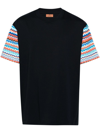 Missoni Zigzag-sleeves Cotton T-shirt In Blue