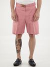 Dior Cotton Cargo Shorts With Golden Closure In Pink