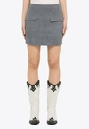 Loulou Studio Blue Suede Mini Skirt In Blue