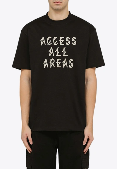 44 Label Group Slogan-print Cotton T-shirt In Black