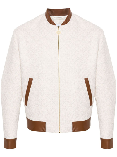 Casablanca Monogram Print Bomber Jacket In Neutrals