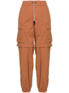 MONCLER BROWN RIPSTOP ZIP-OFF CARGO TROUSERS