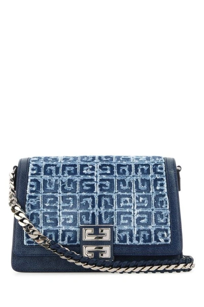 GIVENCHY GIVENCHY WOMAN TWO-TONE DENIM AND LEATHER MEDIUM MULTICARRY SHOULDER BAG