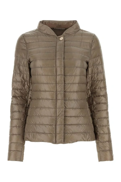 Herno Woman Cappuccino Nylon Down Jacket In Brown