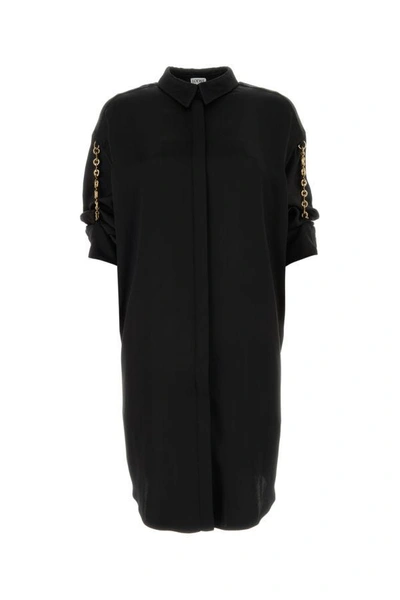 Loewe Woman Black Satin Shirt Dress