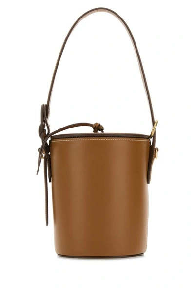 Miu Miu Woman Caramel Leather Bucket Bag In Brown