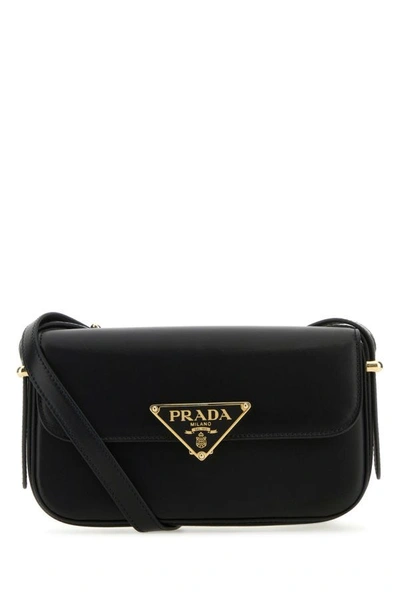 Prada Woman Black Leather Crossbody Bag