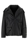 PRADA PRADA WOMAN BLACK NAPPA LEATHER PADDED JACKET