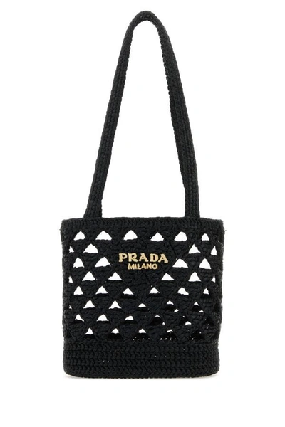 Prada Woman Black Straw Handbag