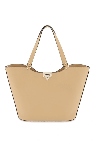 Valentino Garavani Rockstud Tote Bag In Cream