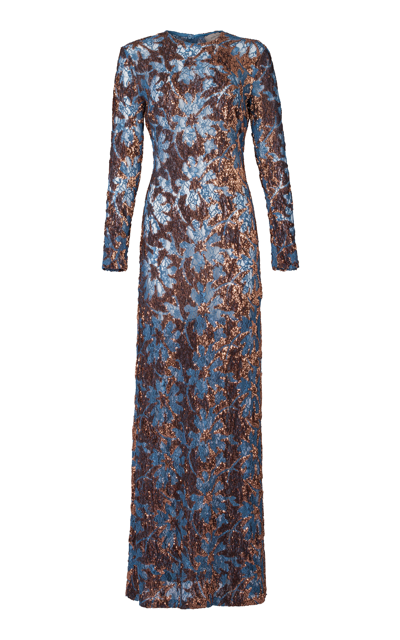 Silvia Tcherassi Ida Sequin Embellished Maxi Dress In Bronze