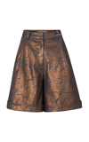 Silvia Tcherassi Bimba Bermuda Cotton Distressed High-waisted Shorts In Bronze