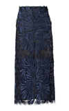 Silvia Tcherassi Layan Floral-embroidered Midi Skirt In Navy