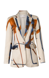Silvia Tcherassi Rebeca Abstract Floral Print Blazer In Taupe