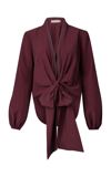 Silvia Tcherassi Honey Satin Wrap Top In Red