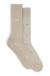 Hugo Boss Two-pack Of Regular-length Socks In Khaki
