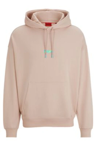 Hugo Cotton-terry Oversize-fit Hoodie With Seasonal Logos In Light Pink