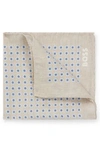 HUGO BOSS PRINTED POCKET SQUARE IN LINEN AND COTTON