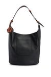 HUGO BOSS GRAINED-LEATHER BUCKET BAG WITH DETACHABLE POUCH