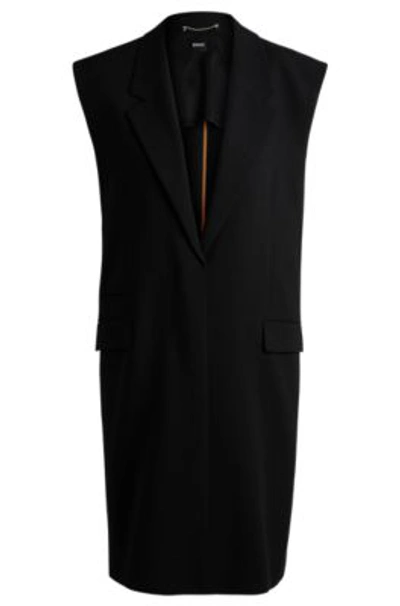 Hugo Boss Sleeveless Jacket With Concealed Closure And Signature Lining In Black