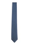 Hugo Boss Silk Tie With Jacquard-woven Pattern In Dark Blue