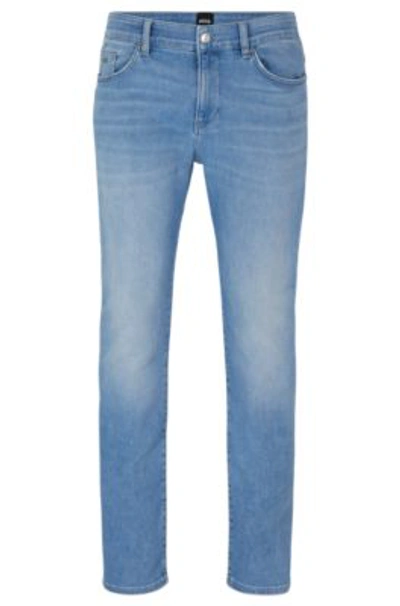 HUGO BOSS SLIM-FIT JEANS IN LIGHT-BLUE SOFT STRETCH DENIM