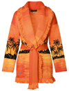 Alanui Jacquard Landscape Cardigan In Orange