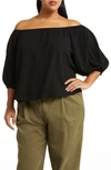 Topshop Curve Off The Shoulder Top In Black
