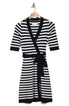 ELIZA J STRIPE KNIT WRAP DRESS