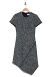 ELIZA J ASYMMETRIC TWEED FIT & FLARE DRESS